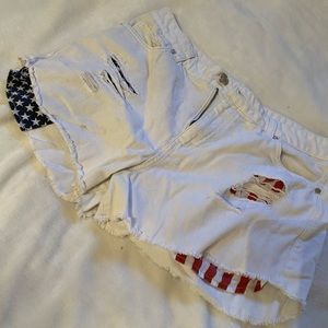 White Americana shorts
